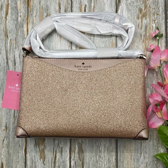 Kate Spade ♤ Shimmy Glitter Crossbody Purse Bag Sparkly - Picture 1 of 6